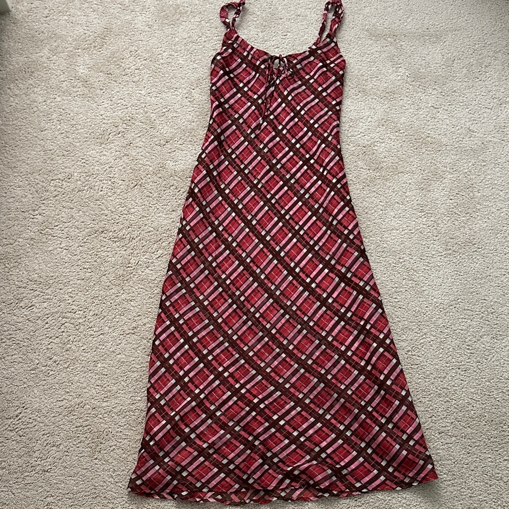 Mango Red Plaid Maxi Dress